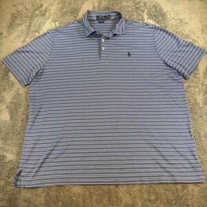 Polo Ralph Lauren Mens XL Classic Fit Blue White Striped Soft Polo Shirt